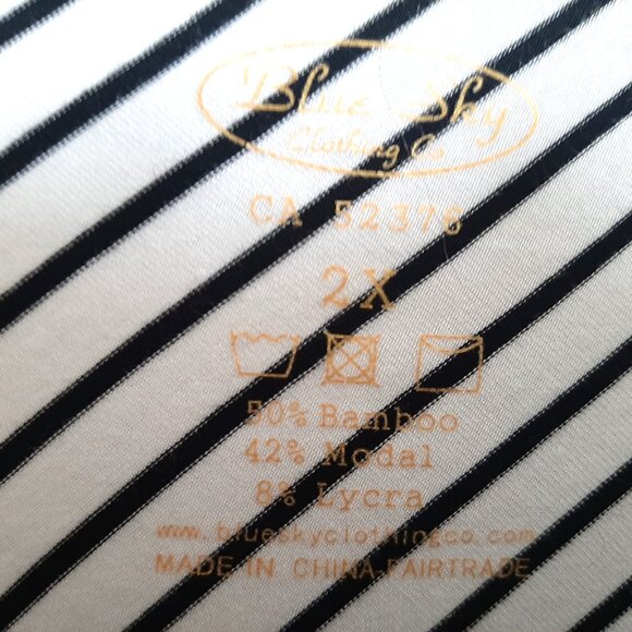 Blue Sky Charming Tunic Black & White Small Stripe, Bamboo - Picture 5 of 6